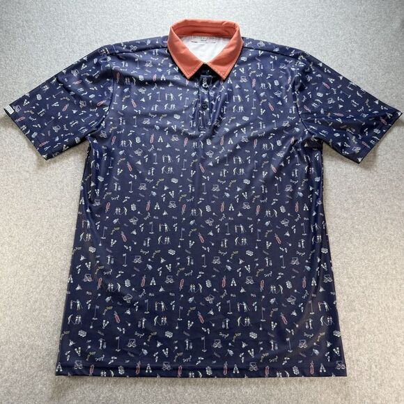 Smith And Quinn Golf‎ Polo All Over Print Bogey Cart Medium Stretch Active *Read - Picture 2 of 10